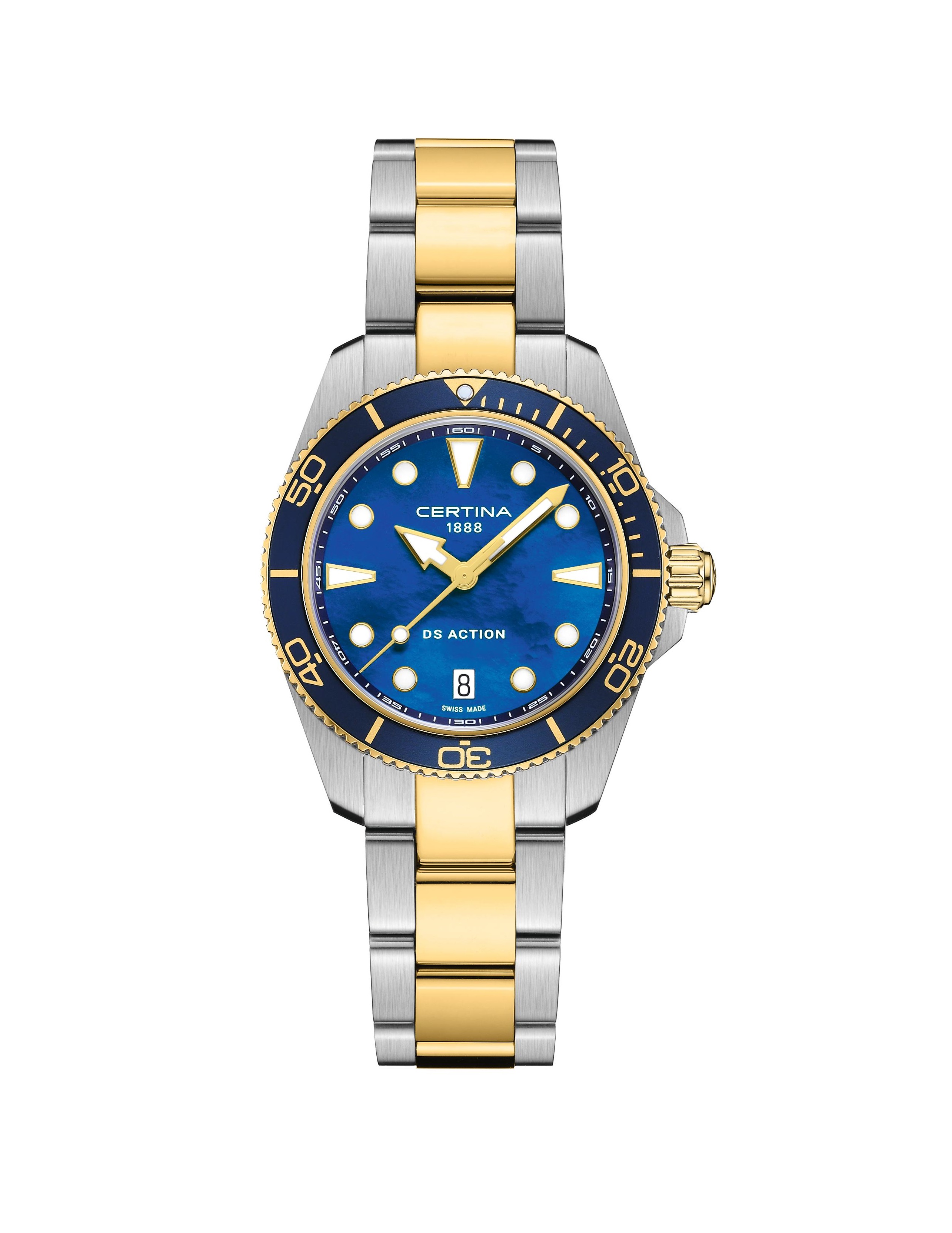 DS Action Quarz 34,5mm Bicolor -Perlmutt Blau
