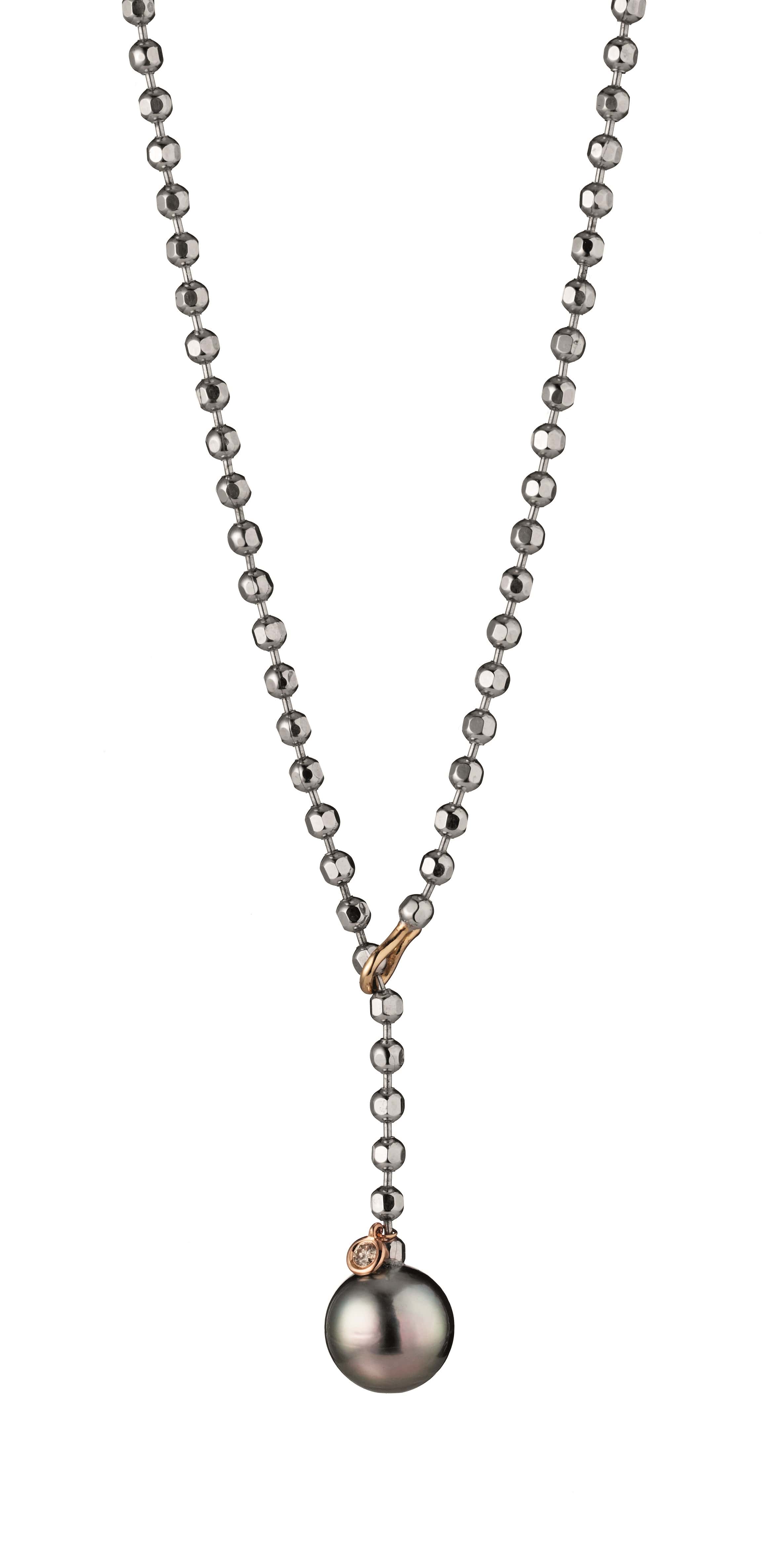 Collier Kugel - Thahiti Perle 11 -12 mm - Diamant 0,04 ct
