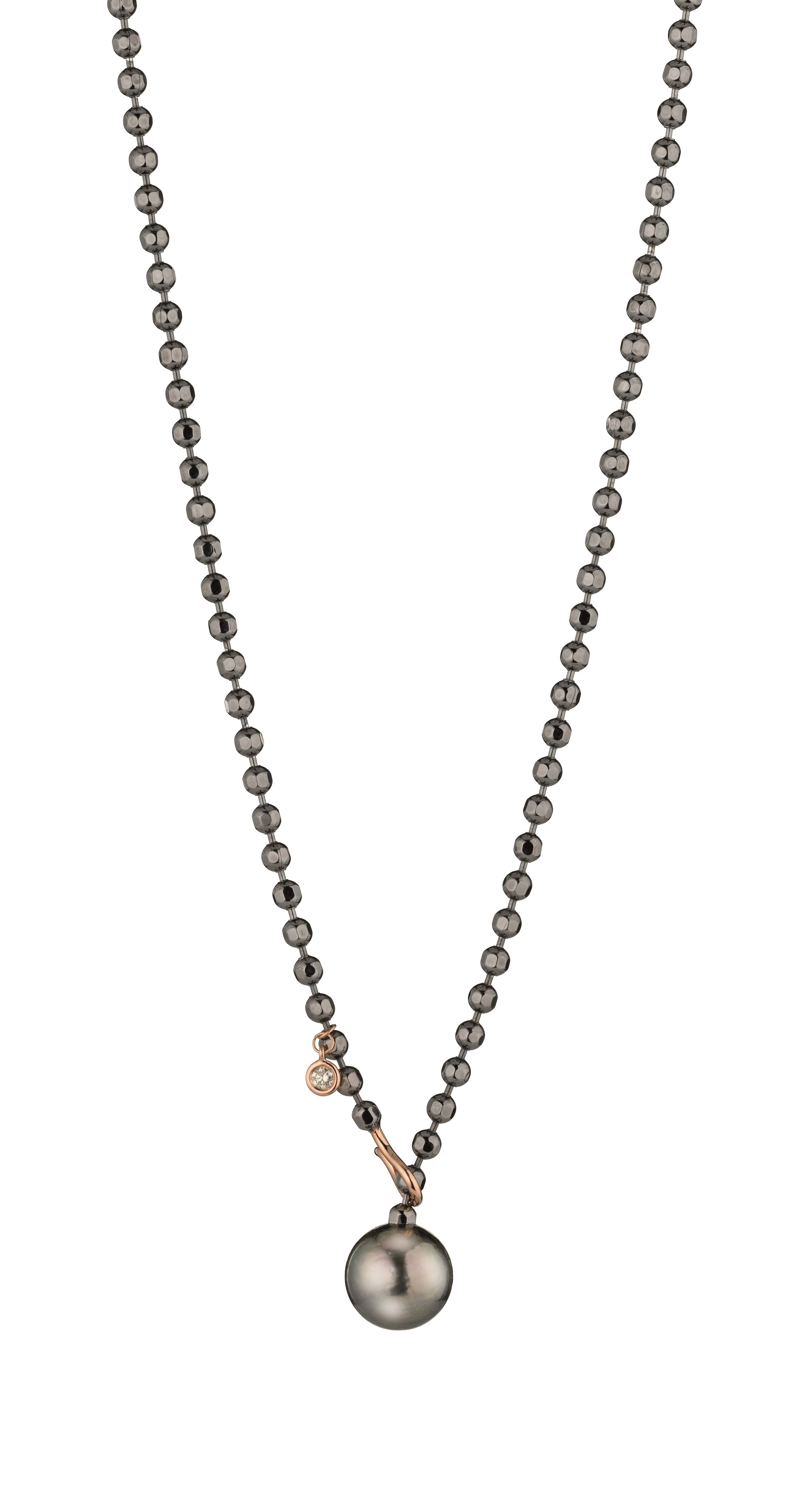 Collier Kugel - Thahiti Perle 10 -11 mm - Diamant 0,04 ct