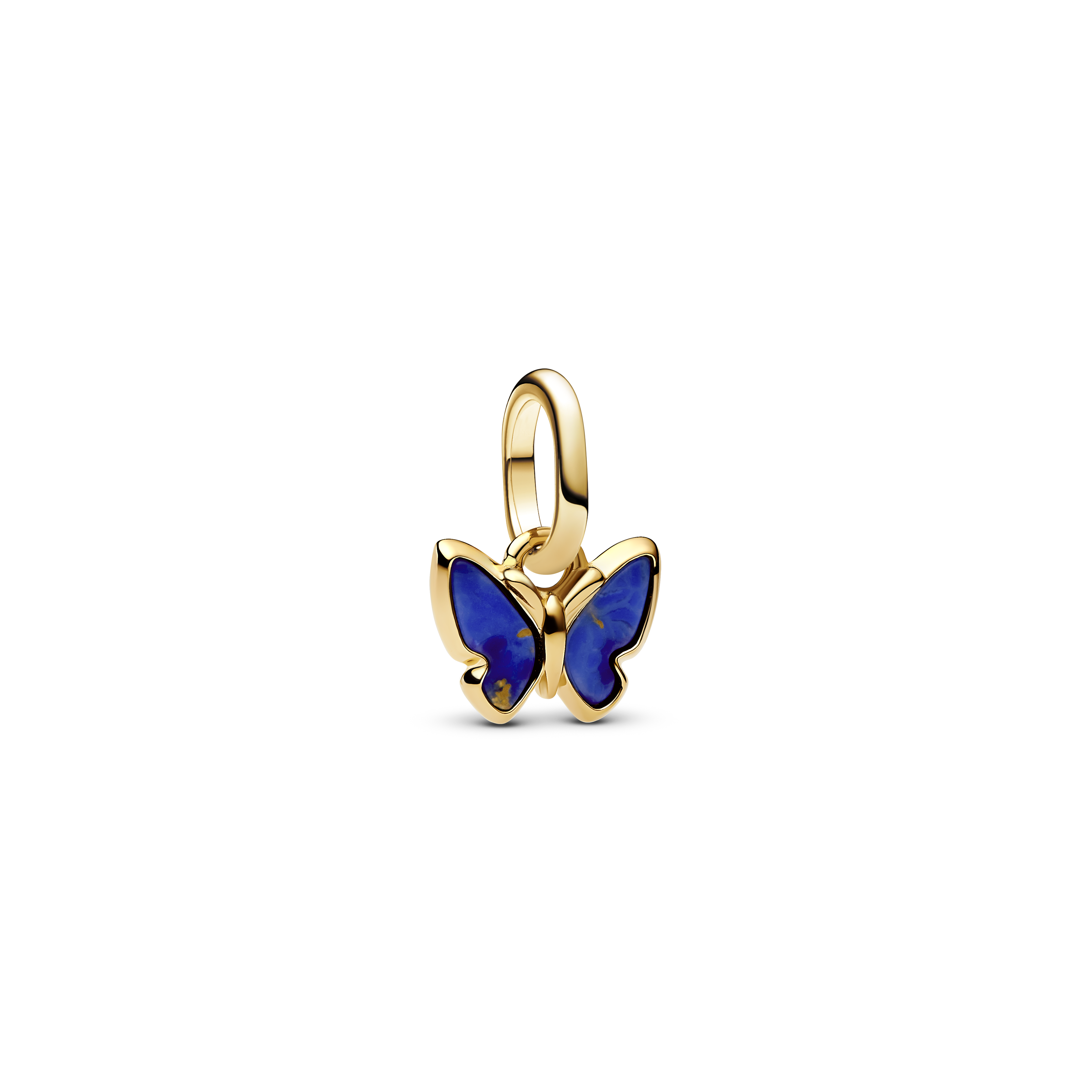 Blauer Schmetterling Mini-Charm-Anhänger - 14 Karat Vergoldung 