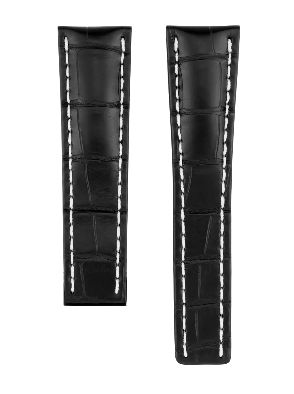 Alligator Leder Armband Schwarz für Faltschließe - 24/20mm