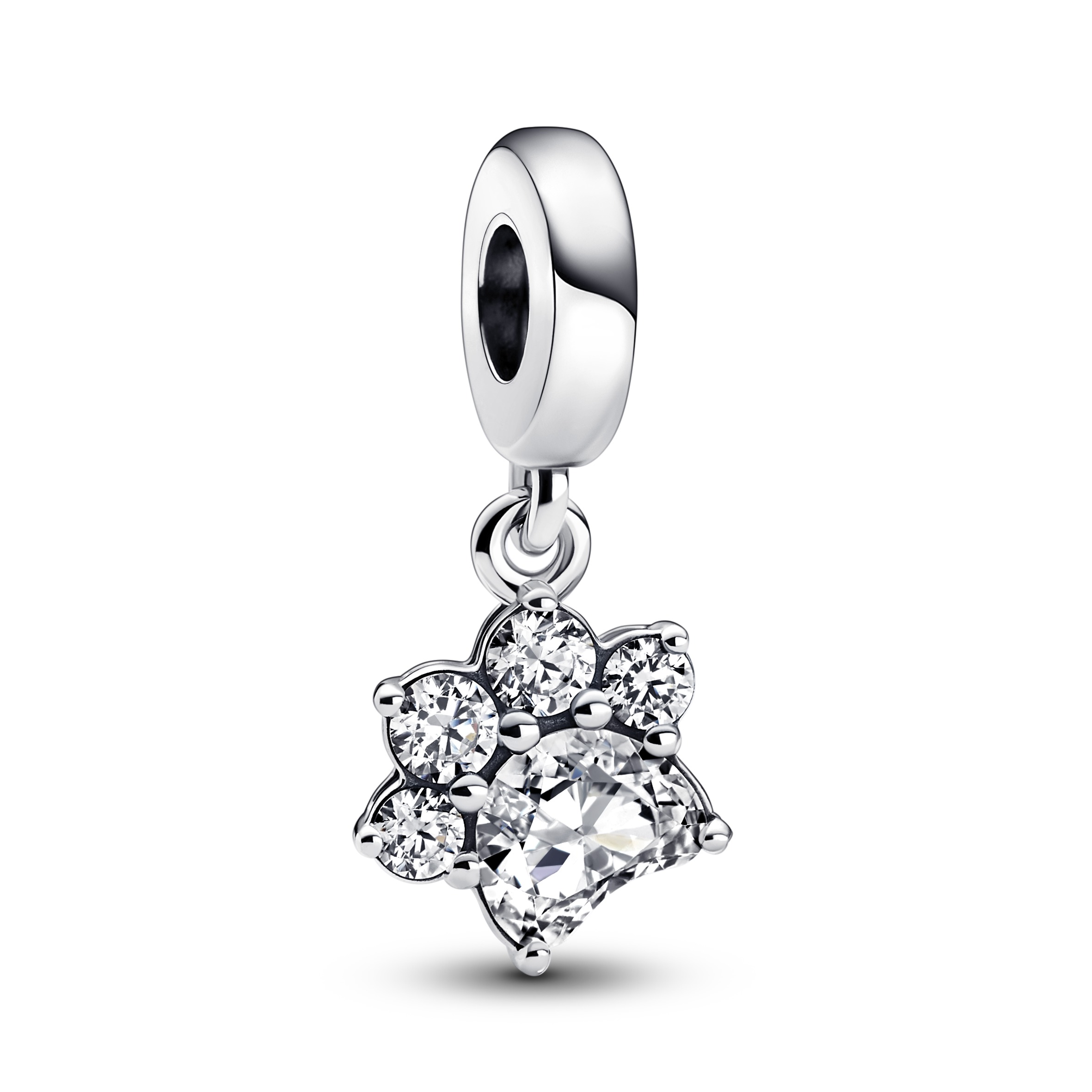 Funkelnder Pfotenabdruck Charm-Anhänger - Sterling - Silber 
