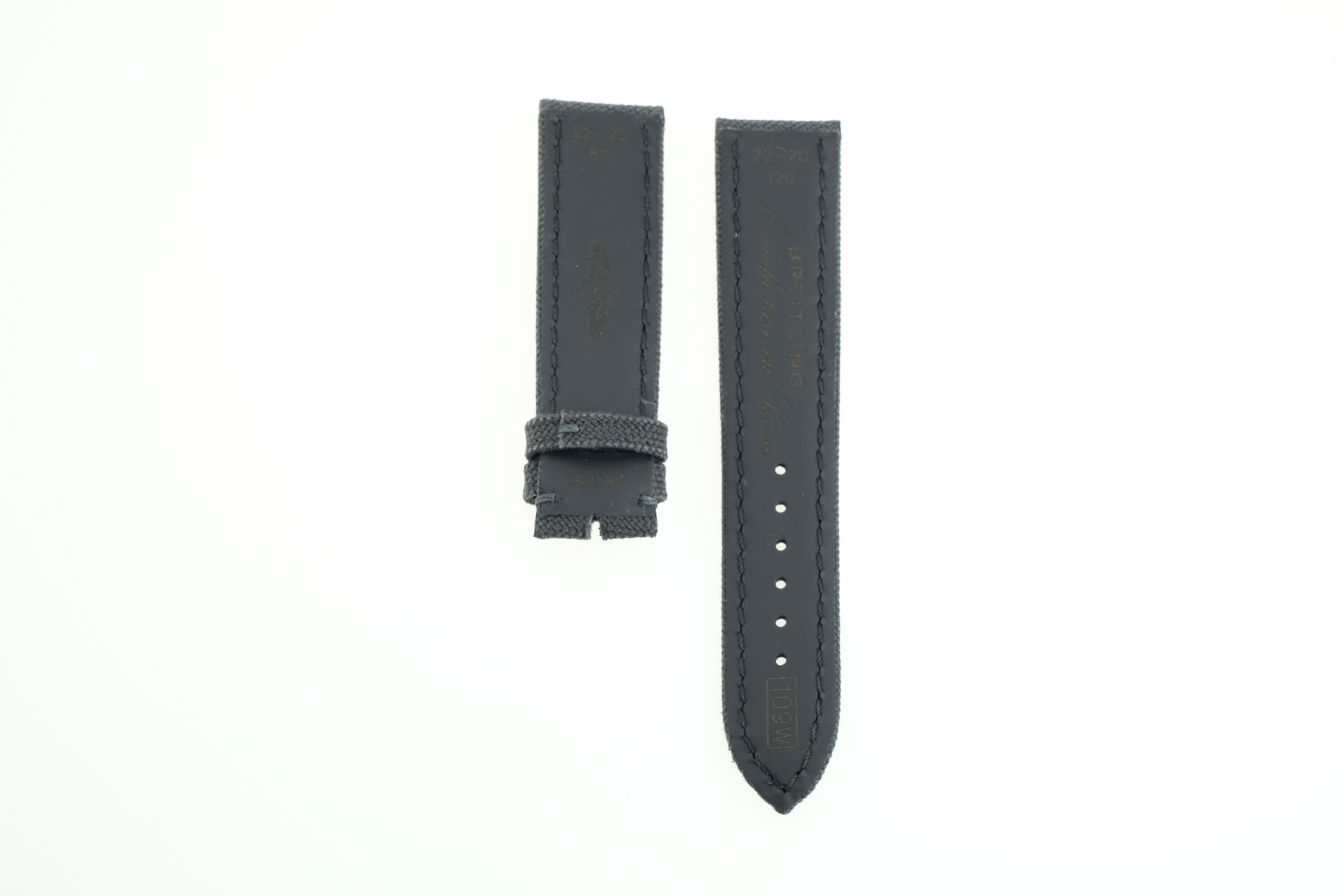 Militär Textil Kalbsleder Armband - Anthrazit - 22/20 mm