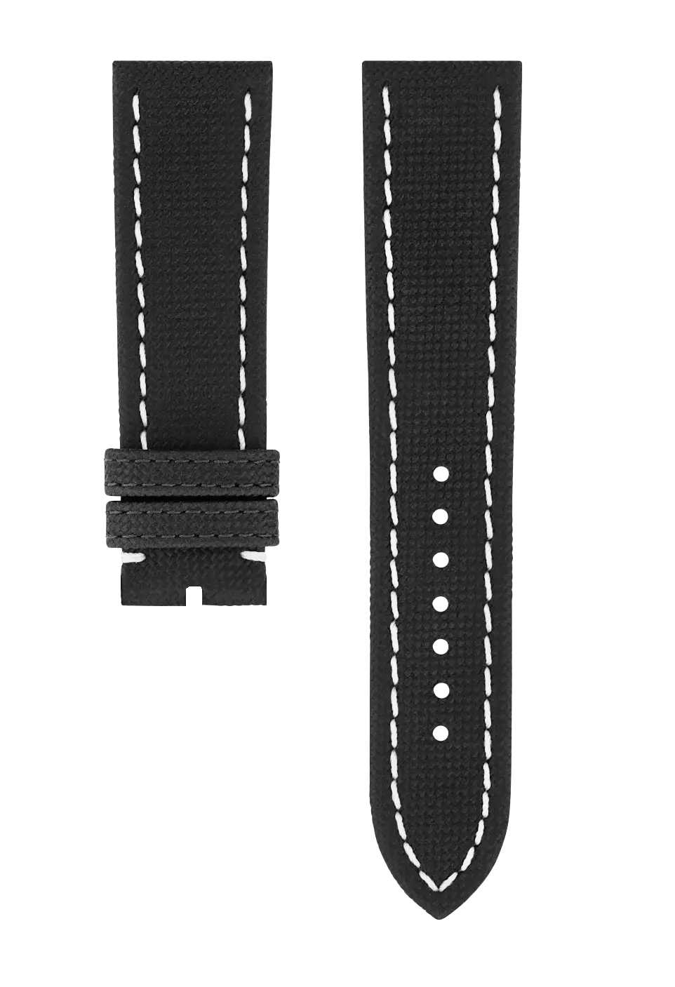 Militär Textil Kalbsleder Armband Schwarz - 22/20 mm