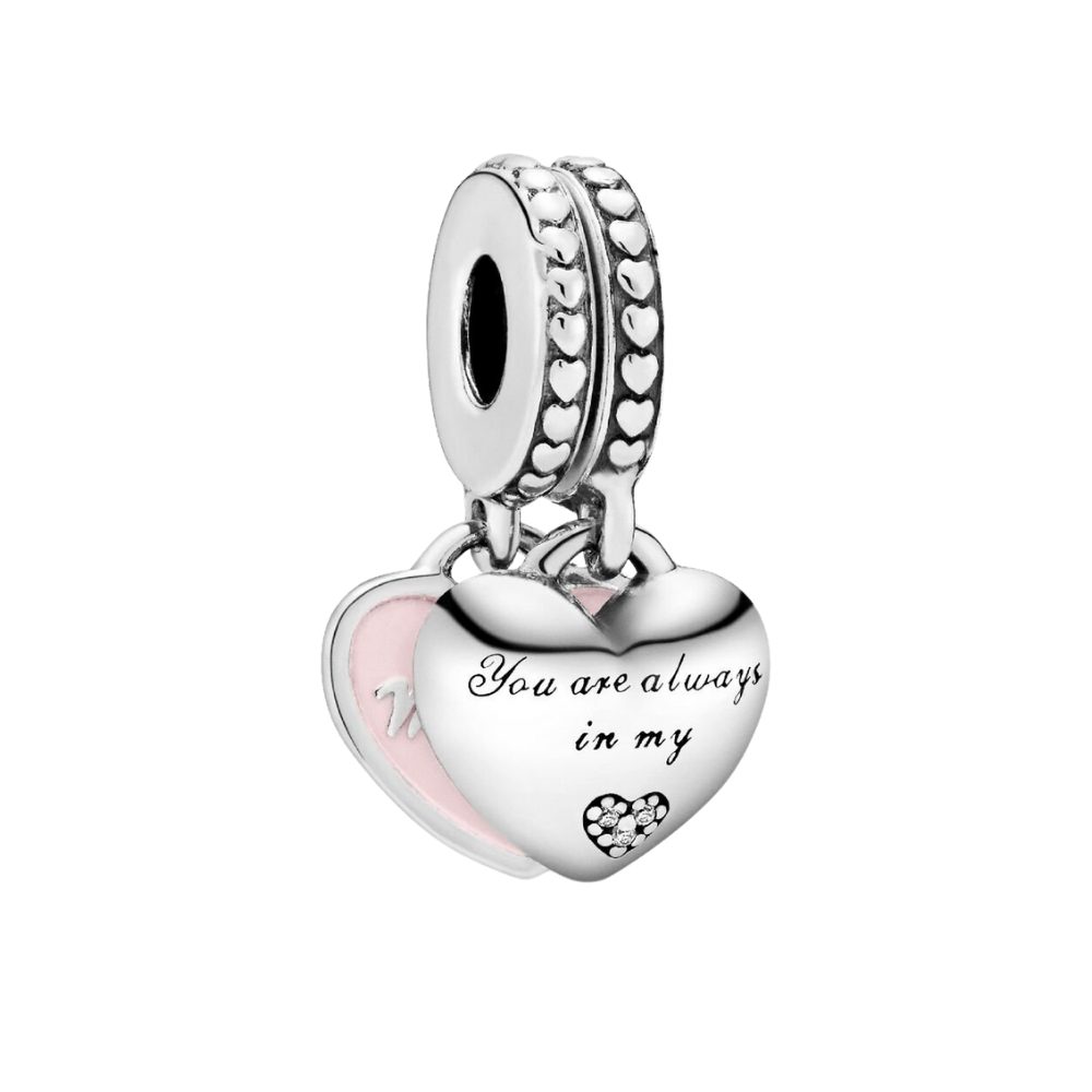 Mutter & Tochter Herzen Charm-Anhänger - Sterling-Silber