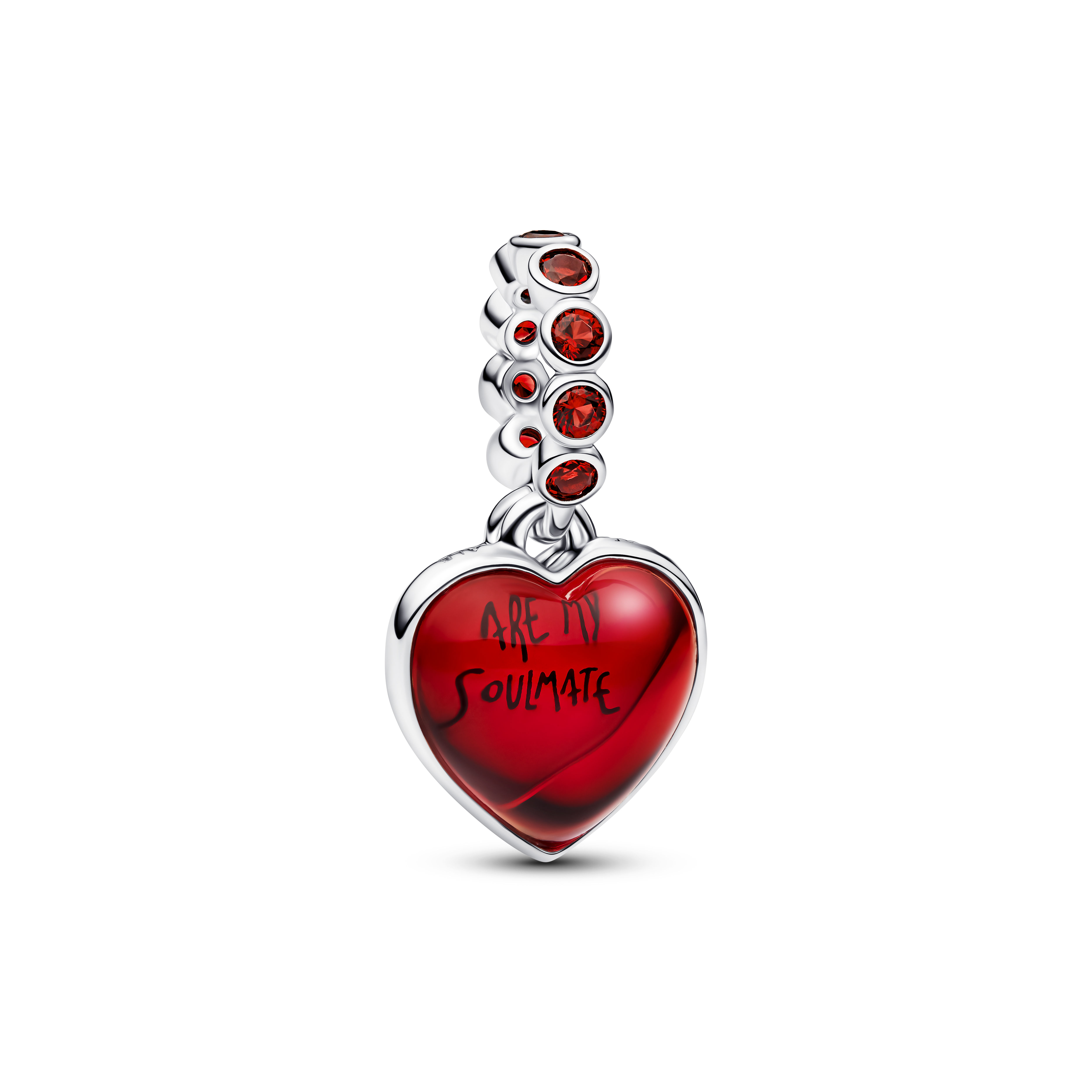 Rotes Murano-Glas Herz Doppel-Charm-Anhänger - Sterling - Silber