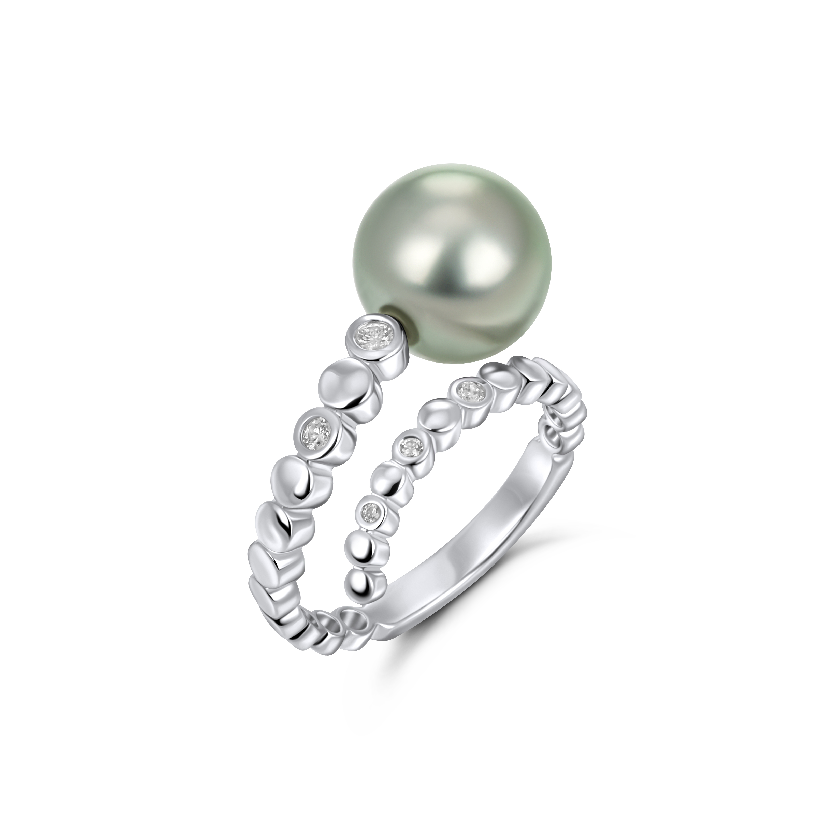 Ring - Tahiti Perle 11 mm -  mit Brillant 0,09ct 