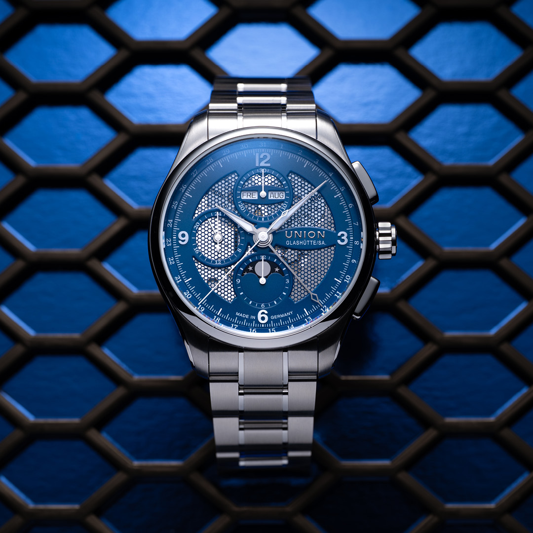 Belisar Chronograph Mondphase 42 - Blau - Stahlband