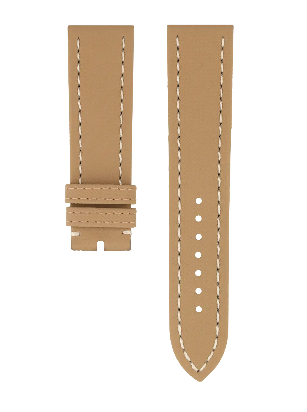 Militär Textil Kalbsleder Armband - Baige - 22/20 mm