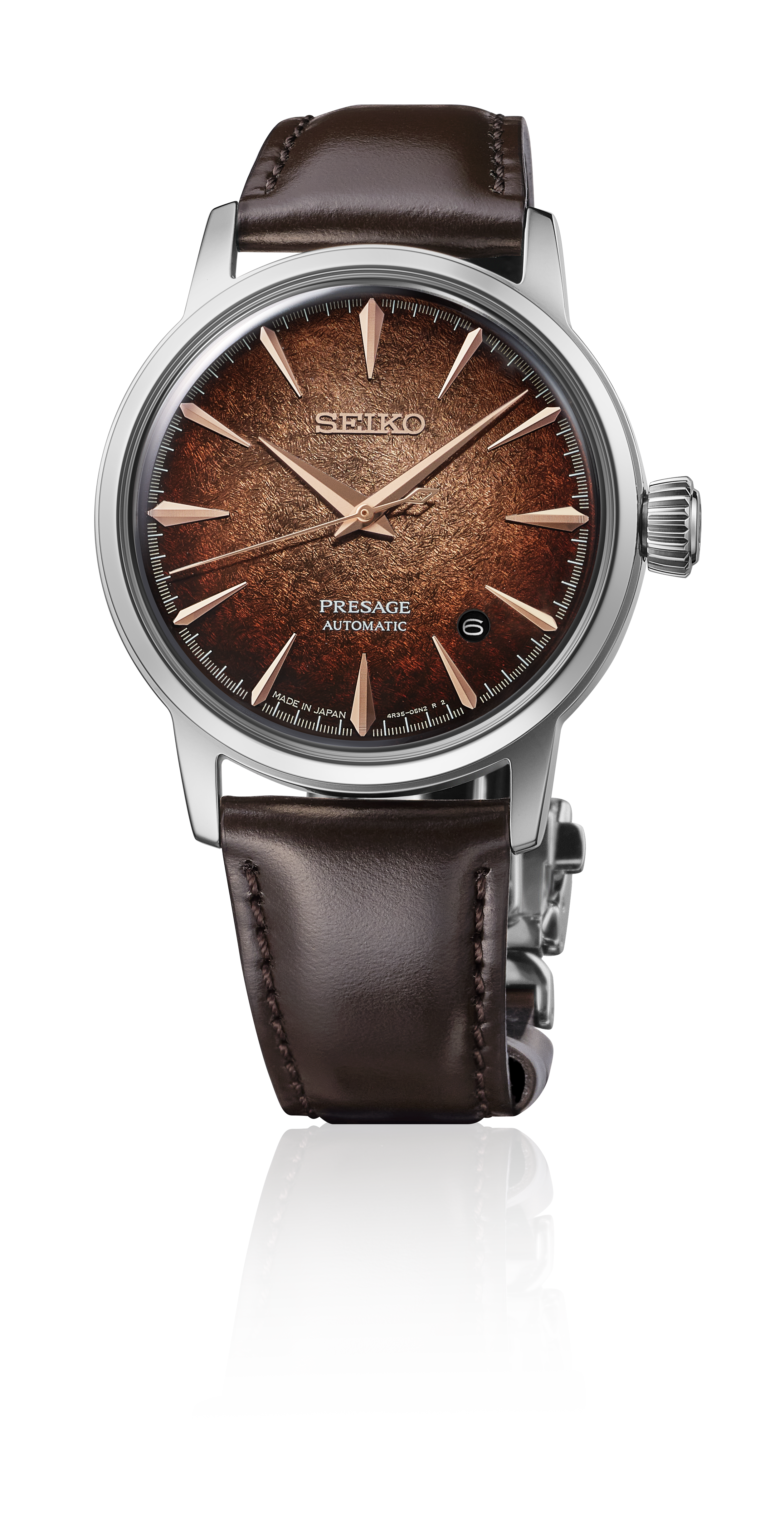 PRESAGE Cocktail Time Automatik 38,5mm - 3 Zeiger - Braun - Crushed Ice "Whiskey Mist" 